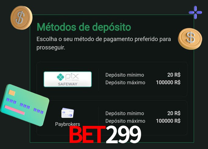 O cassino bet299 oferece uma grande variedade de métodos de pagamento
